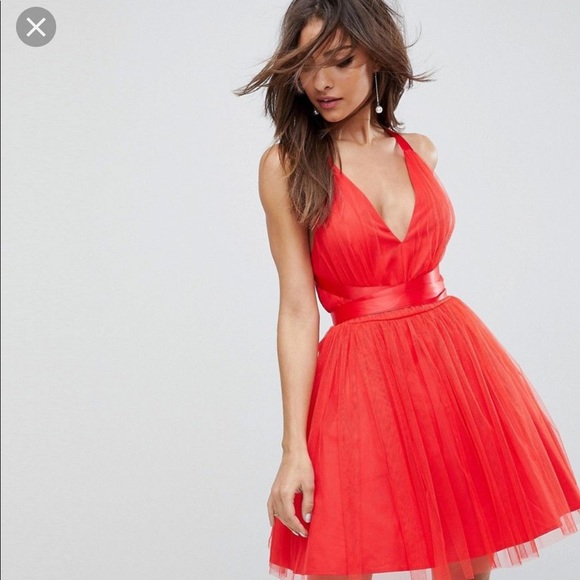 red tulle mini dress